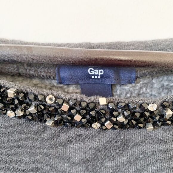 GAP Factory Dark Grey Gemstones Boatneck Sweatshirt - Picture 6 of 6